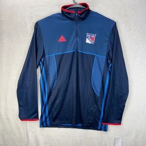 Adidas NHL New York Rangers Pullover Top Mens Large 1/4 Zip Climalite